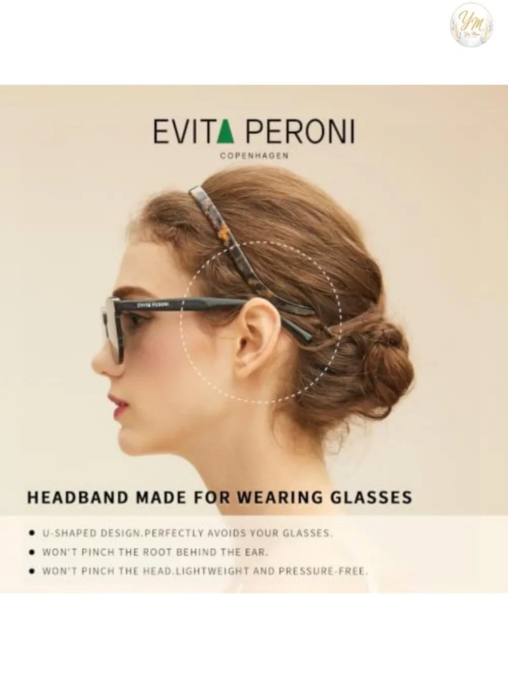 No Pressure Nonslip Headband for Glasses Wearers U-Shaped Acetate Resin